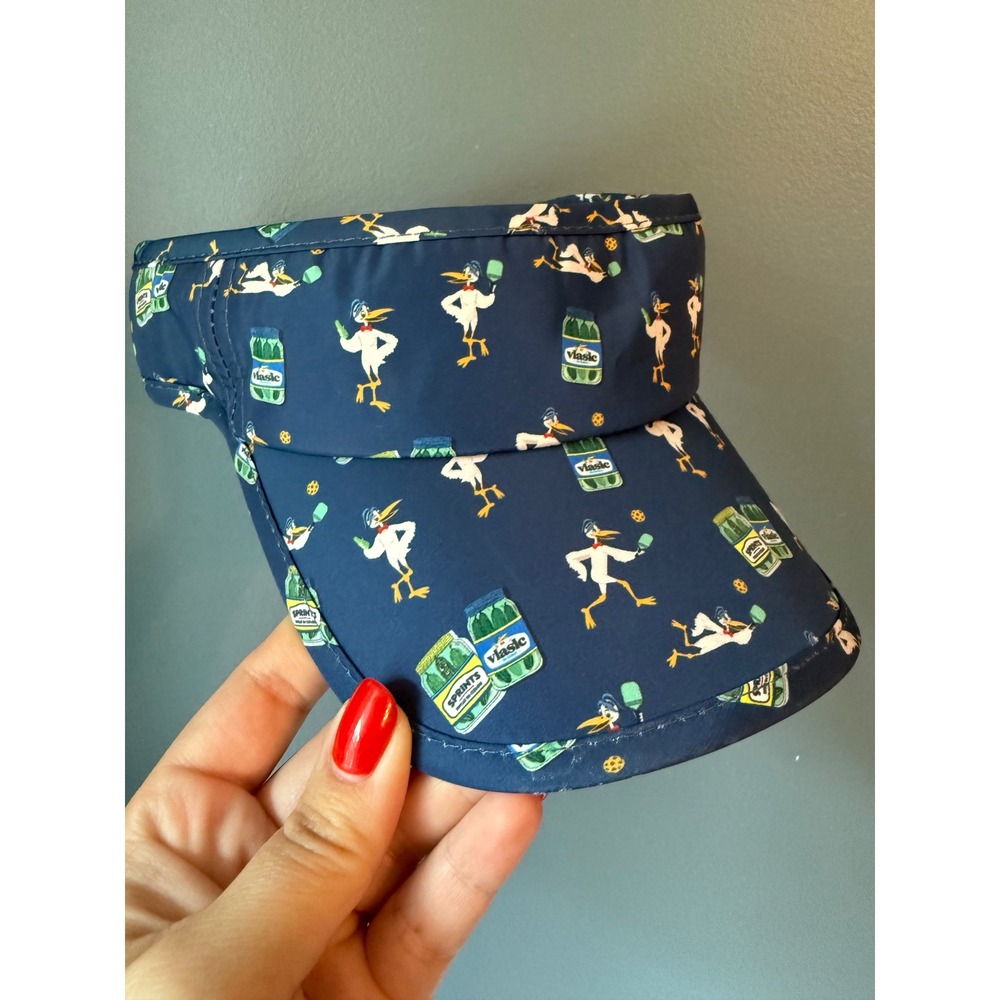 NEW Sprints Vlasic Pickleball Visor Navy Blue Stork Print Running Hat NWT